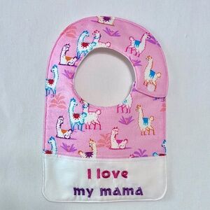 Pink "I love my mama" Llama Baby Bib